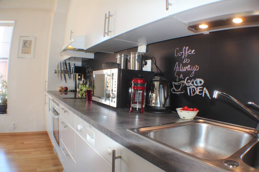 Kitchen, fully supplied (part of living room)