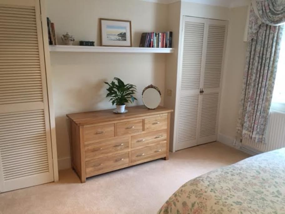 Plenty of storage for guests' use in the bedroom