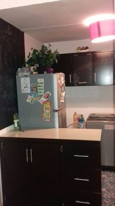 Puedes hacer uso de la cocina. tenemos todo lo necesario (refri, lavadora, horno, estufa, trastes)