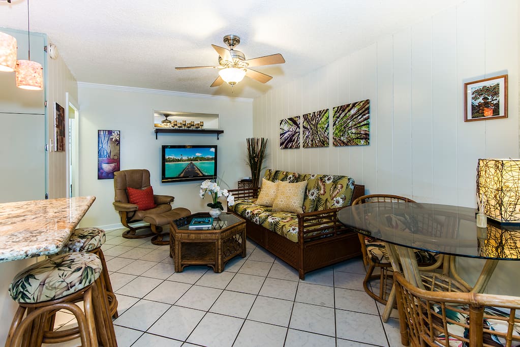 Note the easy care ceramic flooring throughout the condo.