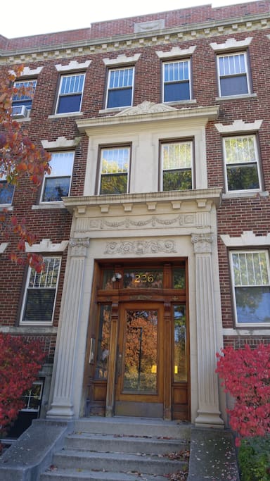 The apartment is located in a beautiful brick building in a safe neighborhood.