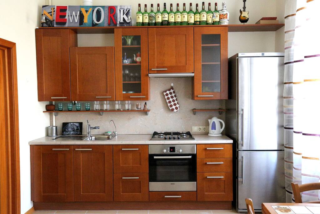 Kitchen + Living Room with sofa bed