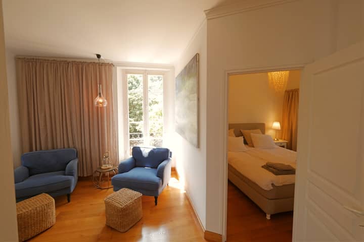 Middle floor: Living room and bed room.