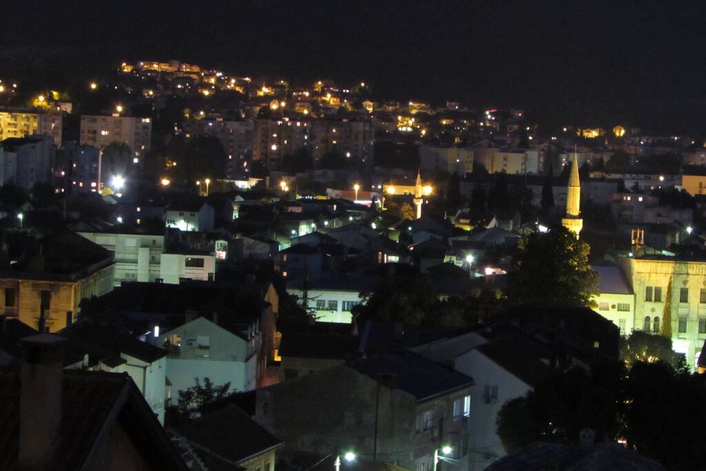 View of the city from the terrace at night