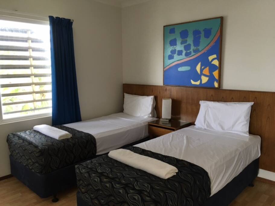 Great bedding configuration for families.