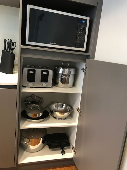 Functional kitchen applicances included.