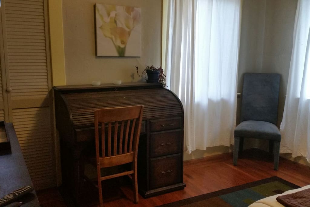 Desk for writing or your laptop.