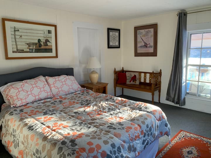 The queen size master bed is super comfy and was just purchased in December 2019.