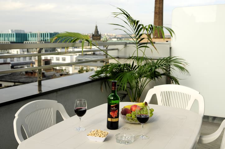 Top floor City center Apartment with Balcony