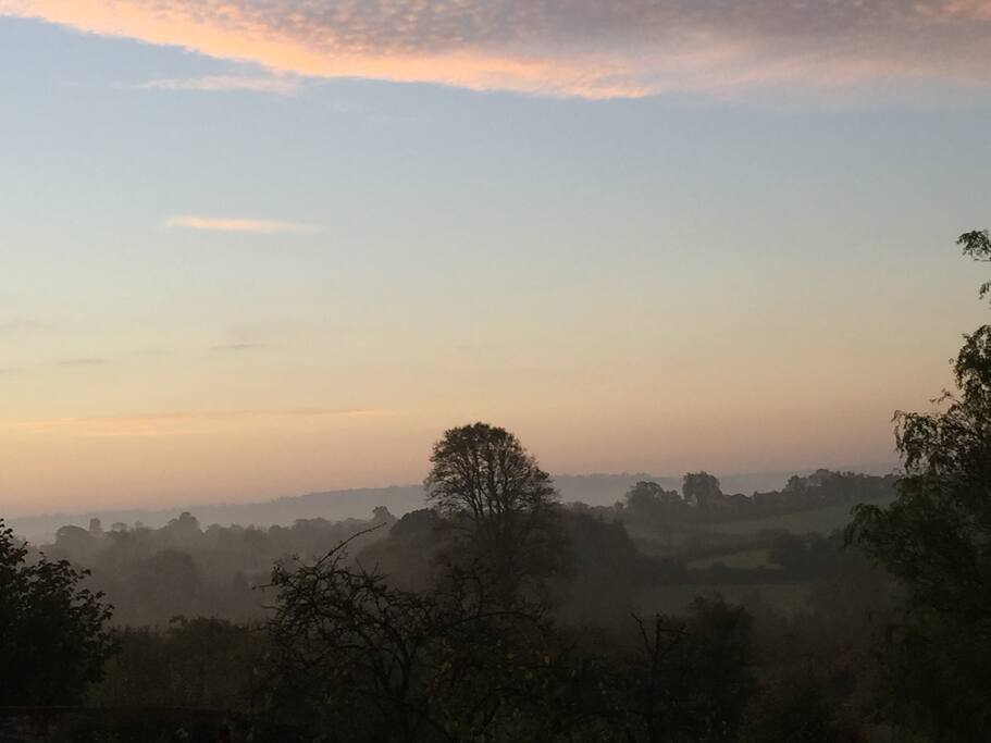 Autumn sunrise view from our Chinese Room.