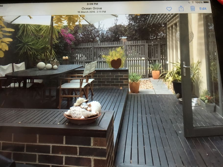Outdoor entertaining, with barbecue.
