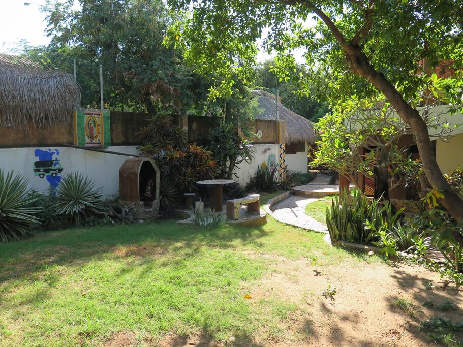 Private gardens filled with Moringa, Papaya, Bougainvillea, Mango, Bananas, Guya, Aloe Vera, Nanche.