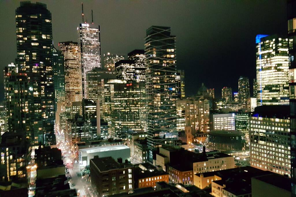 view from balcony at night