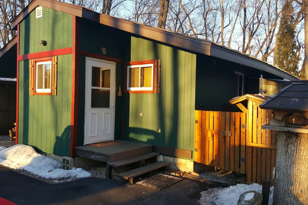 Winter photo of front side of home.