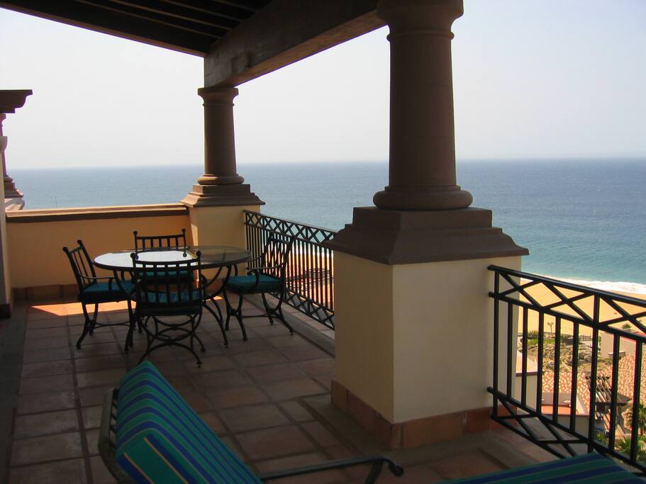 Panoramic views from large deck off of living room and bedroom with great views.