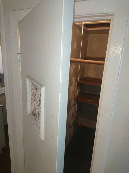 Closet for storage and hanging clothes.