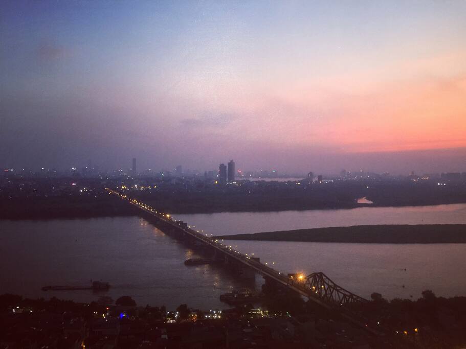 The sunset from the living room
