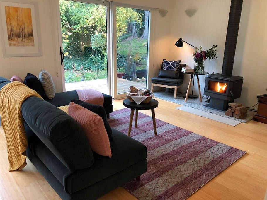 Living space with fire place for cosy mornings and long afternoons