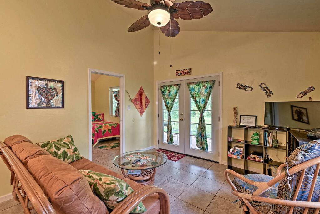 Relax as you watch your favorite shows on the flat-screen cable TV.
