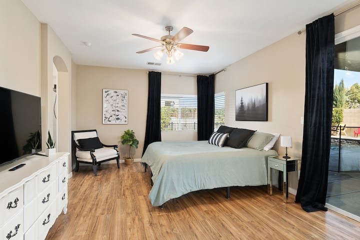 The Master Bedroom.  This room has a sliding glass door right onto the patio.