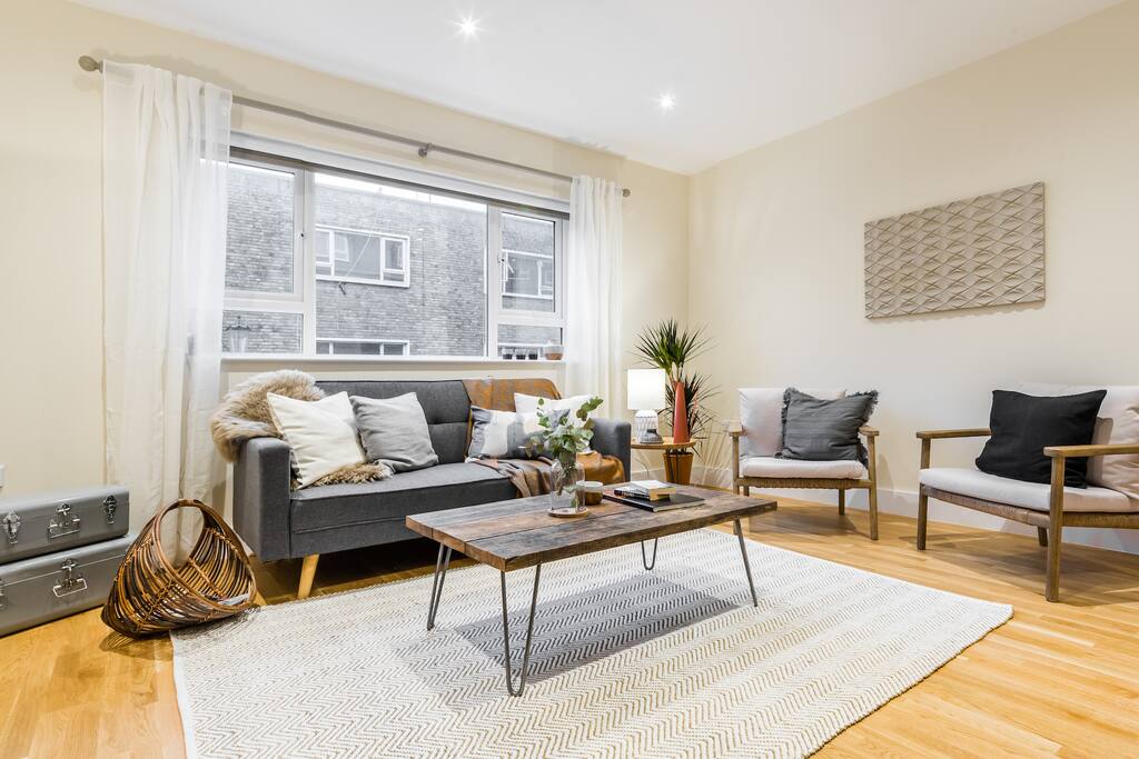 The living space is chic and cosy with beautiful decorative touches.