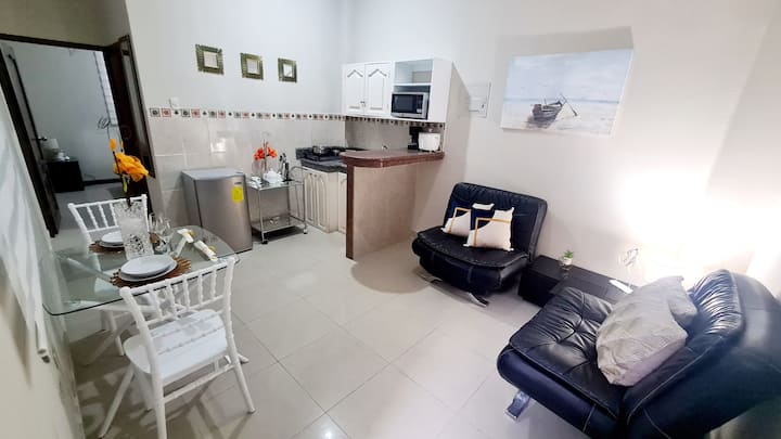 Sehemu ya sebule yenye kitanda cha sofa 