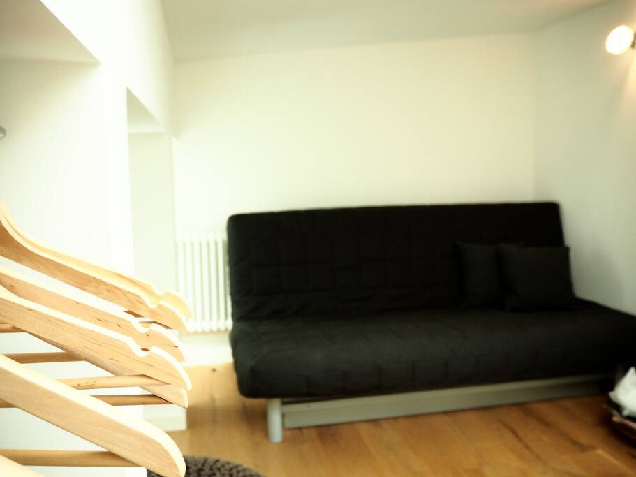 This great convertible couch will be yours during your stay!