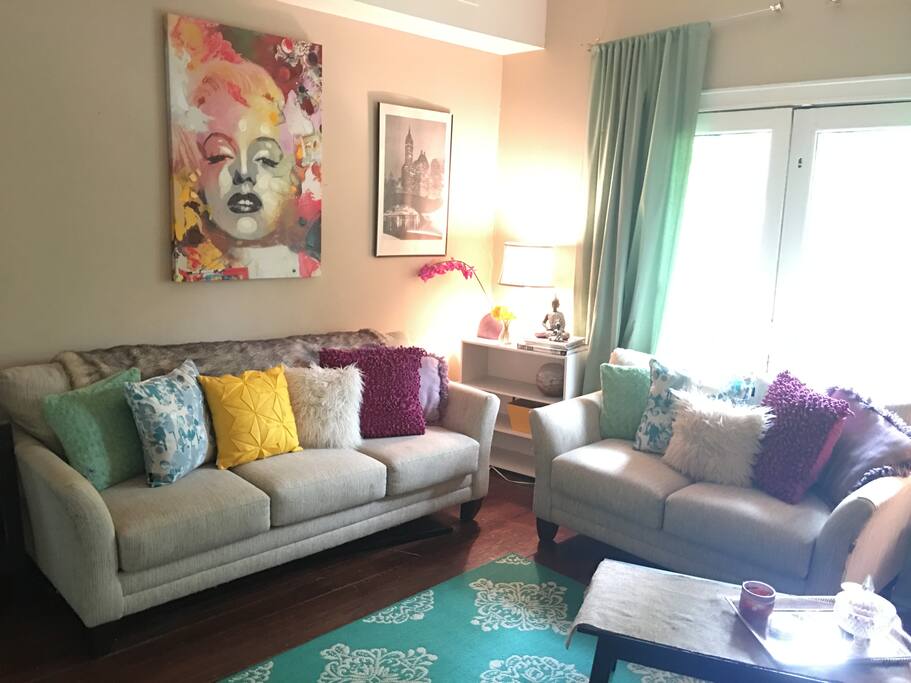Large Couch available for sleeping.