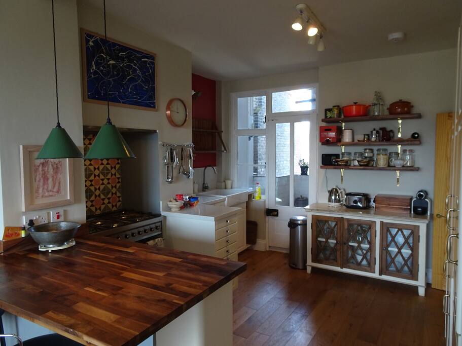 Open-Plan Kitchen with Small Balcony