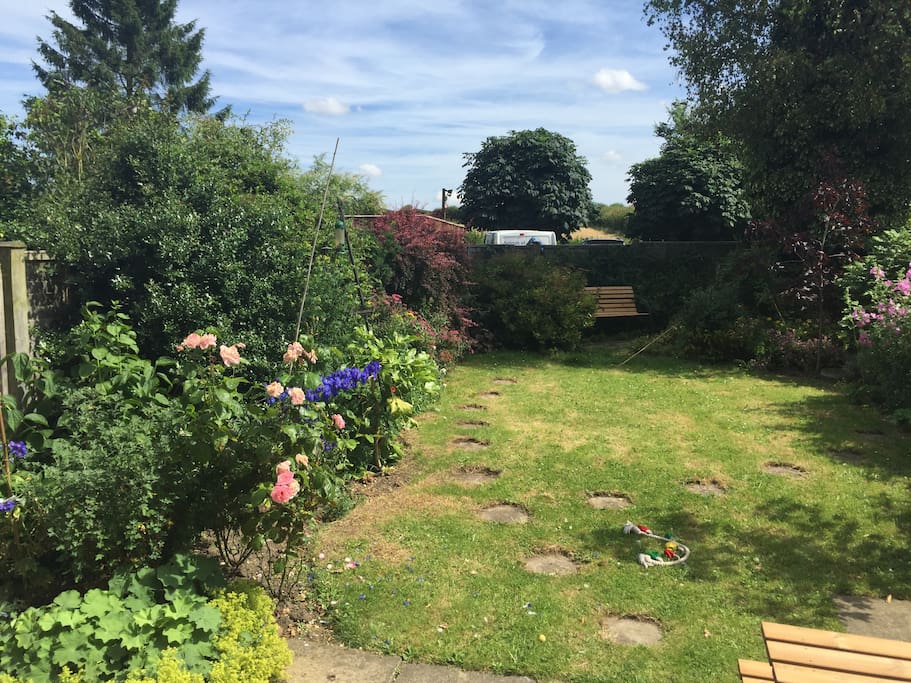 Back garden - entirely enclosed, overlooking fields and a haven for birds and wildlife.