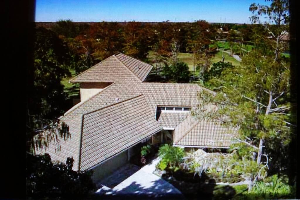 Front aerial view from the road