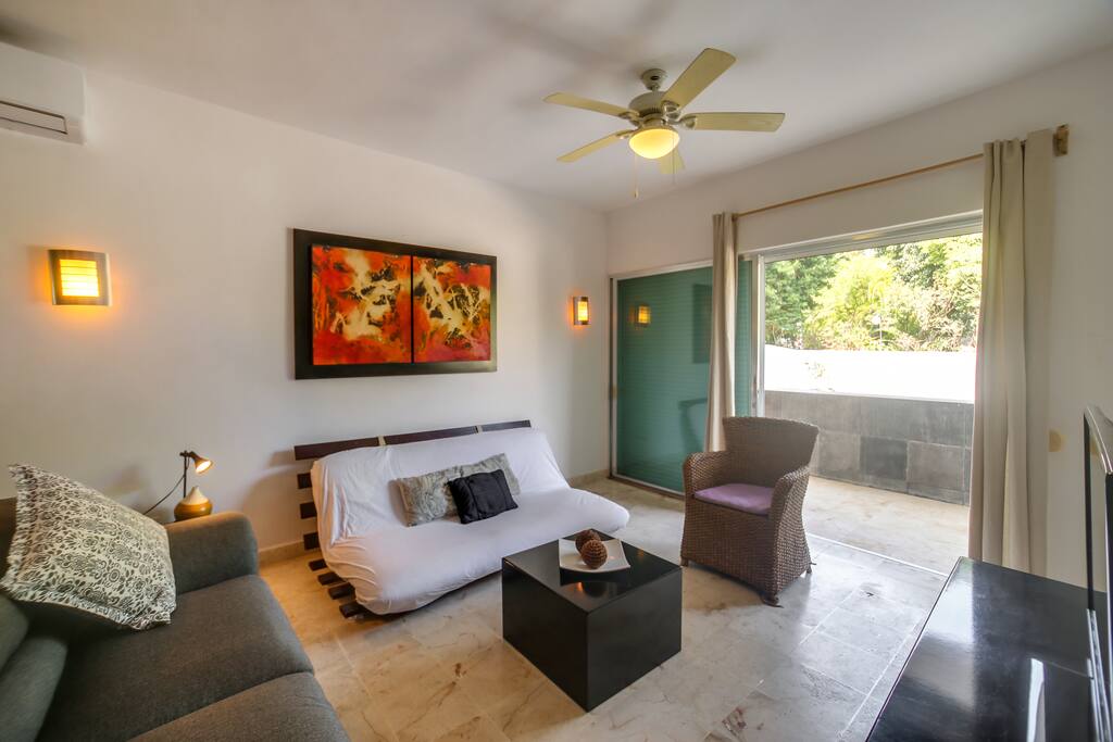 Living room with Futon to sleep 5th person