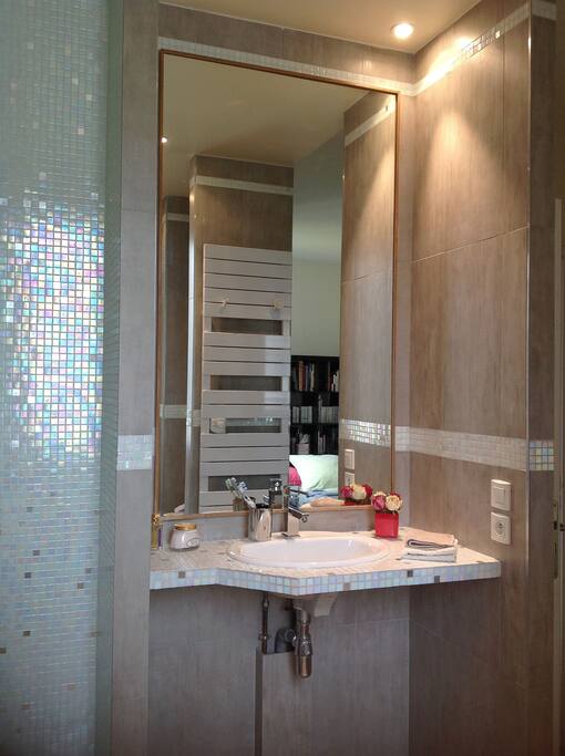 Here is the bathroom integrated in the room and where you can take a bath