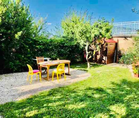 House with a flower garden