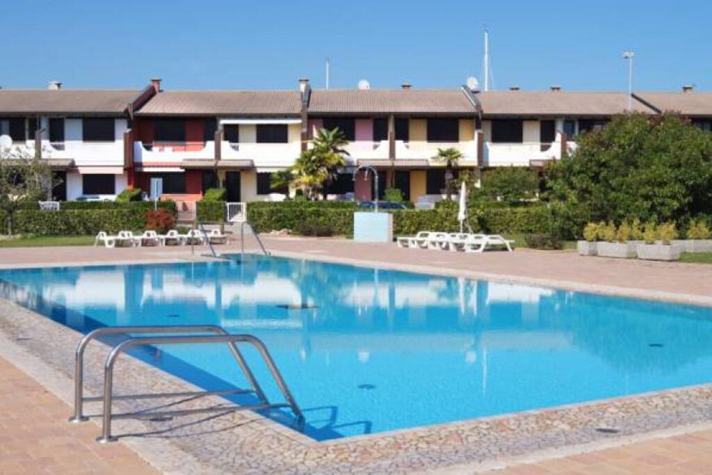 The swimmingpool heated with thermal water in winter