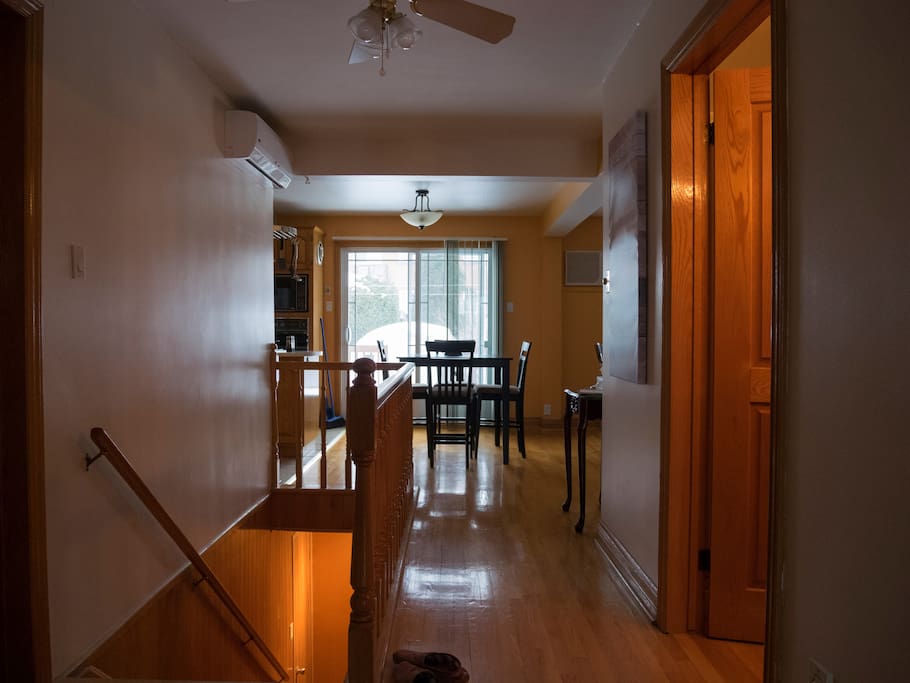 Hallway and backyard patio