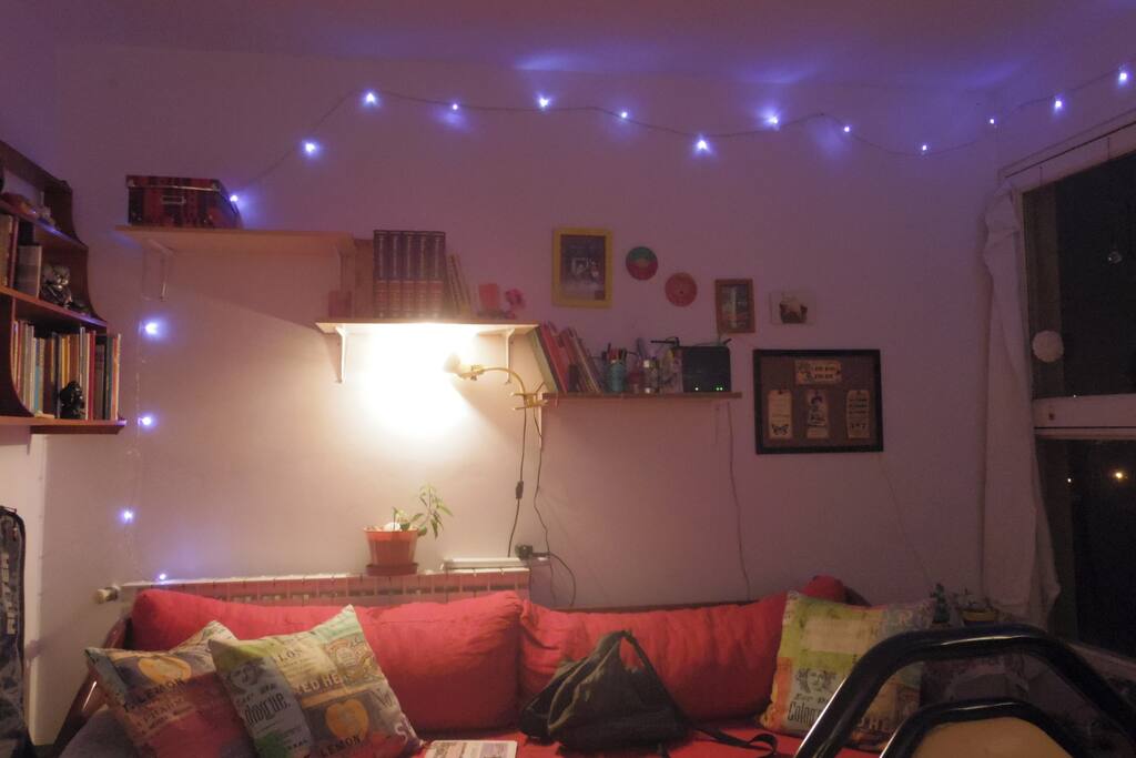 Bed couch at night