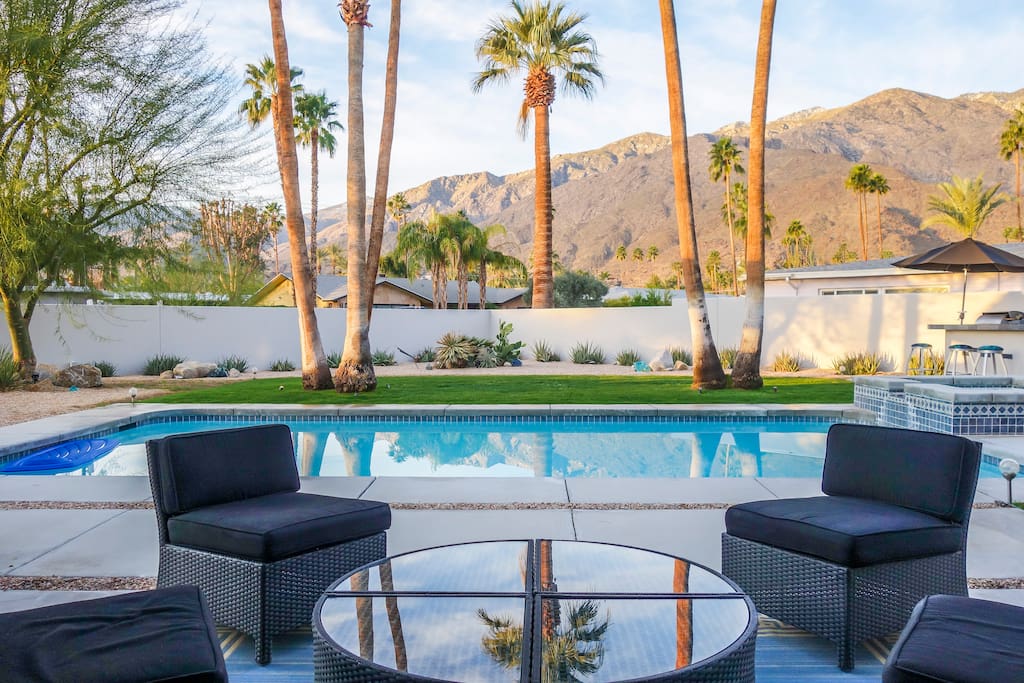 Enjoy the sunrise against the mountain backdrop from your outdoor living space