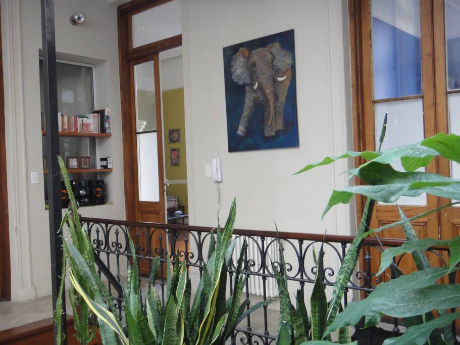 Entrance, wooden staircase to the patio