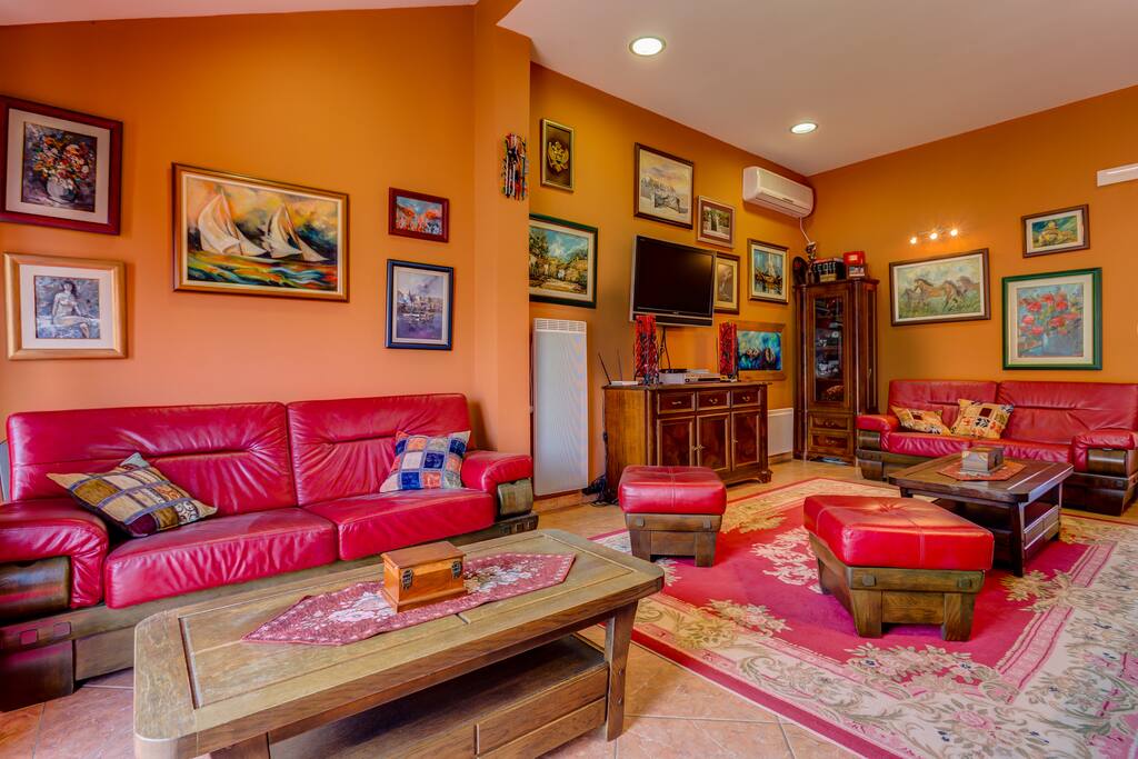 The huge space that has this beautiful apartment, equipped with luxurious furniture, is intended for staying and socializing with wider relatives and friends.
