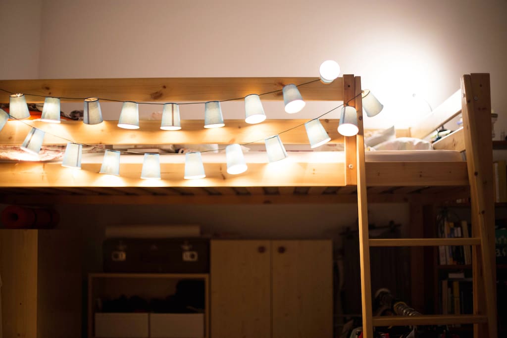 Bed with cool lights