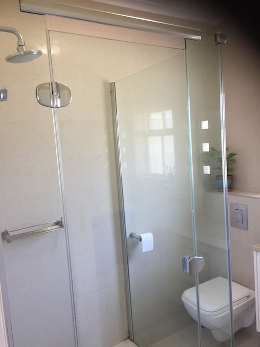 Private shower and toilet for guests