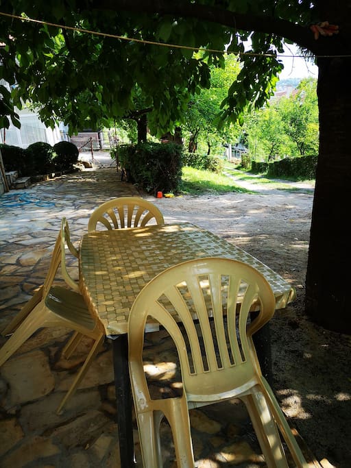 A Big Garden, just perfect for relaxing, barbecue, Children. Enough Place for more than 10 people