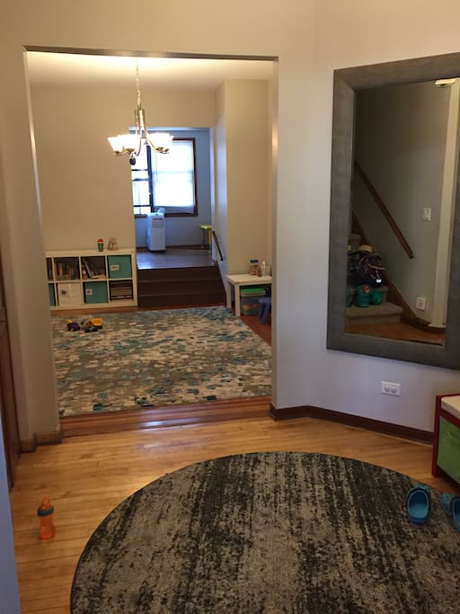 Kids playroom looking into dinning room