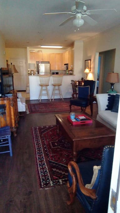 Living room and kitchen area