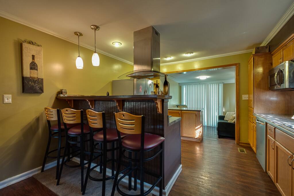 Kitchen seating for 4 to 8 guest (more seating in the back of the home).