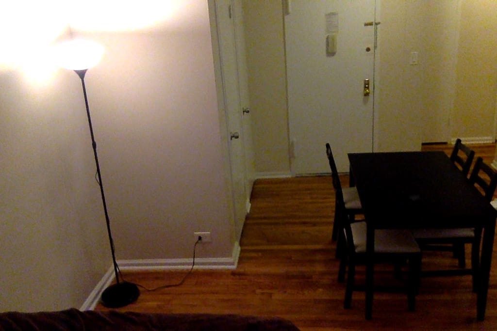 Entry door way and table with chairs