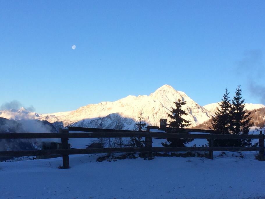 Vista delle Alpi dal giardino