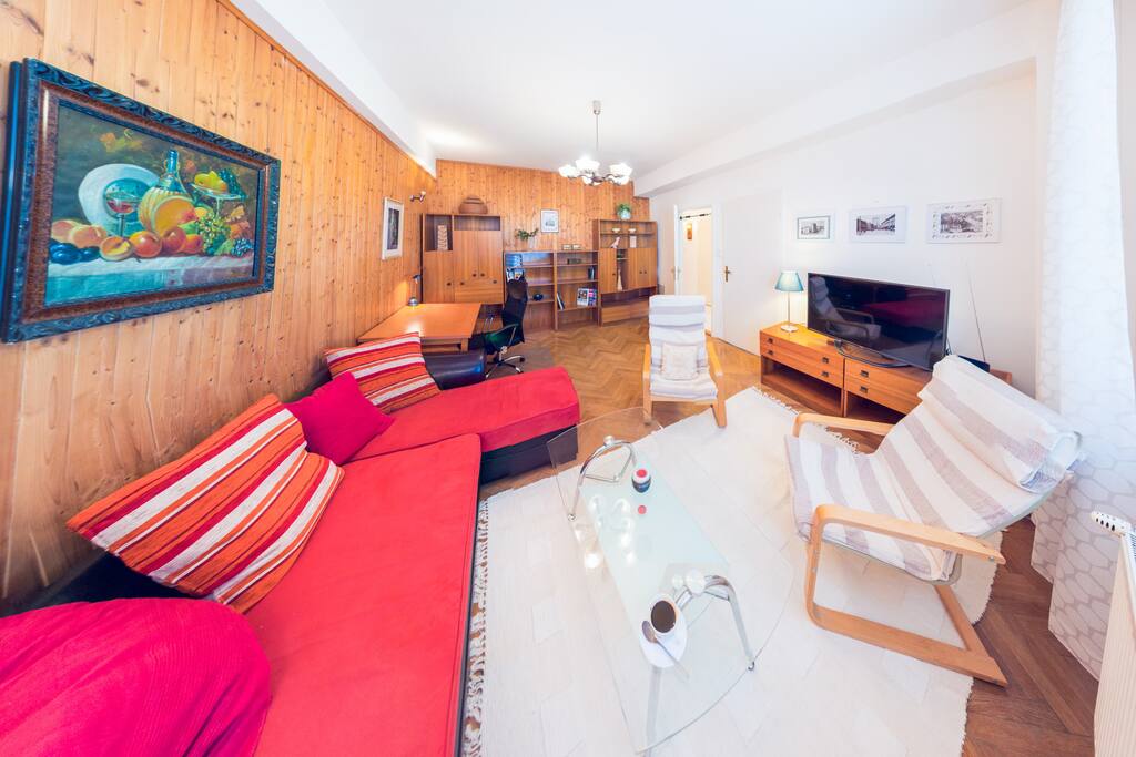 Living room - double sofa bed, smart TV with youtube