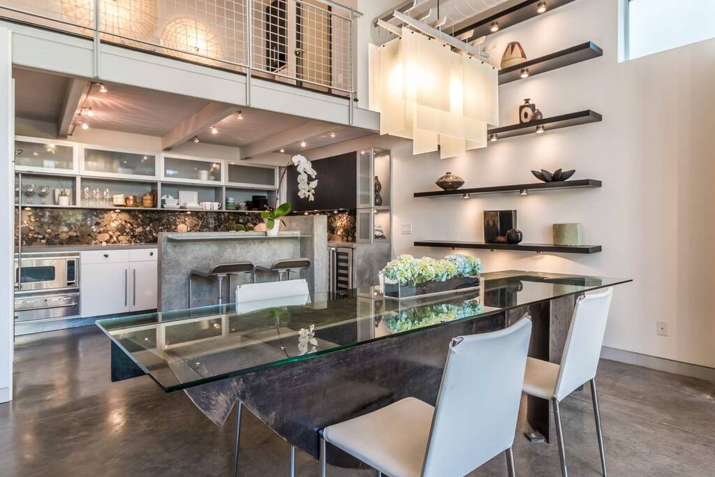 Dining area and kitchen off of main living room